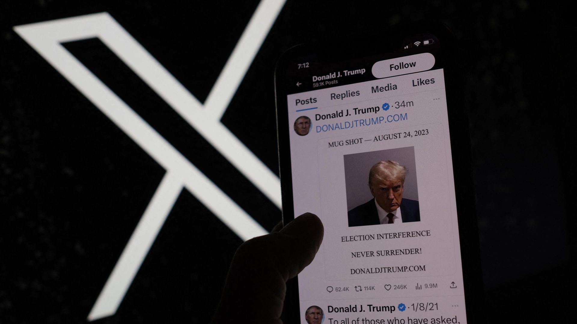 Пост экс-президента США Дональда Трампа в соцсети Х Пост экс-президента США Дональда Трампа в соцсети Х - РИА Новости, 1920, 25.08.2023