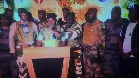 Военные Габона во время объявления об отмене результатов выборов в стране и о роспуске институтов власти - РИА Новости, 1920, 31.08.2023