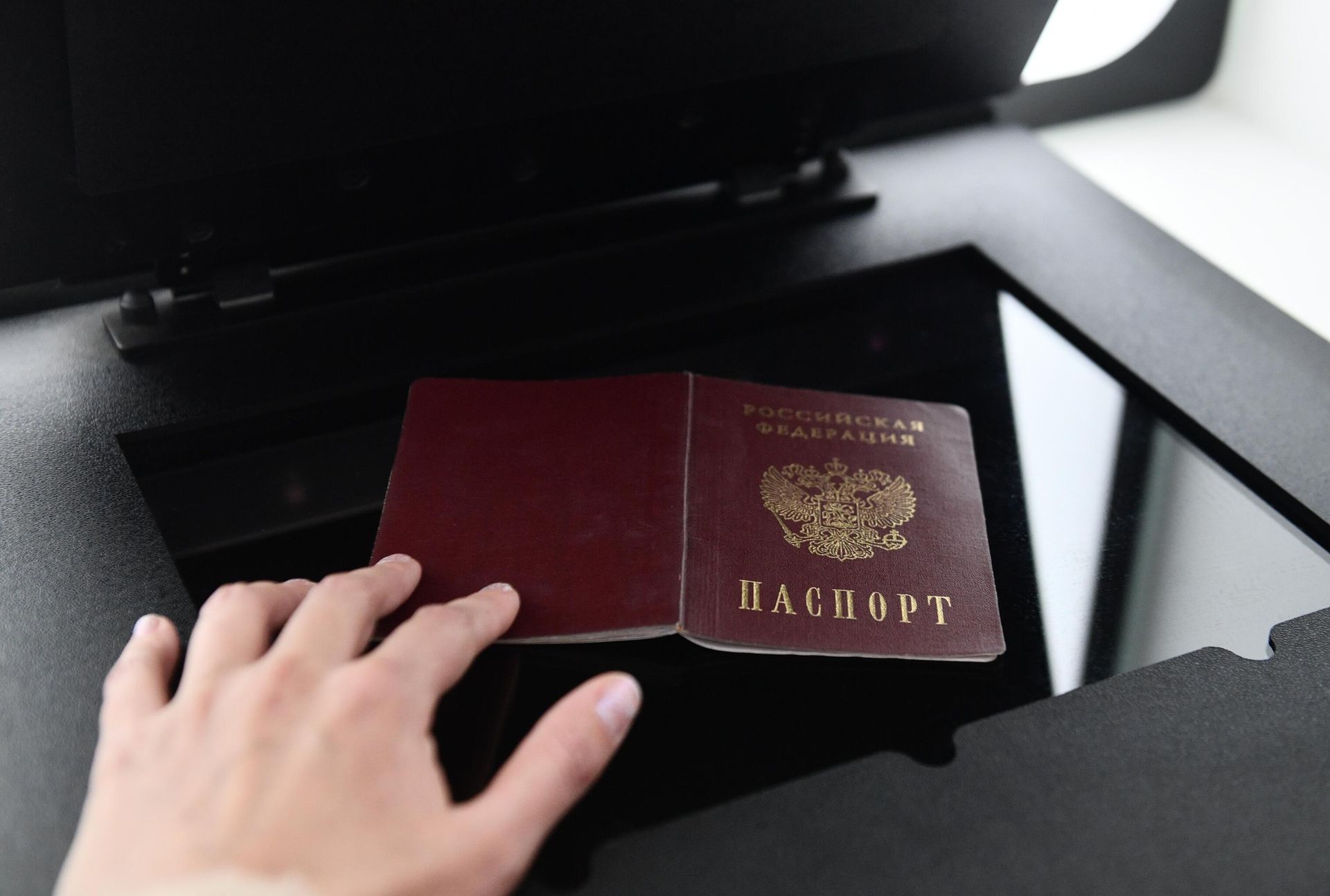 Девушка сканирует свой российский паспорт для оформления заграничного паспорта в специальной криптобиокабине в МФЦ в Екатеринбурге Девушка сканирует свой российский паспорт для оформления заграничного паспорта в специальной криптобиокабине в МФЦ в Екатеринбурге - РИА Новости, 1920, 10.09.2025