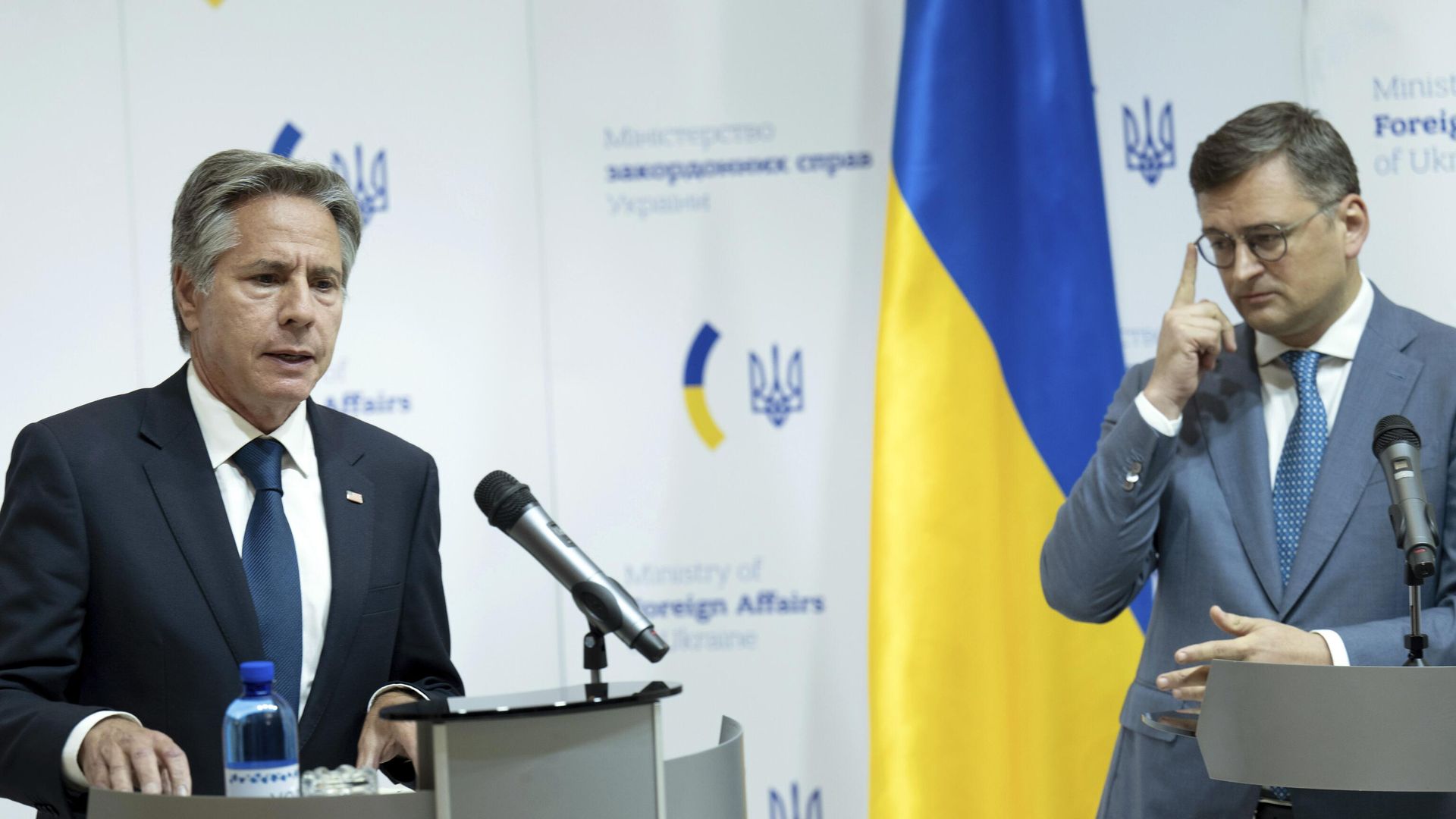 Госсекретарь США Энтони Блинкен и министр иностранных дел Украины Дмитрий Кулеба во время пресс-конференции в Киеве. 6 сентября 2023 Госсекретарь США Энтони Блинкен и министр иностранных дел Украины Дмитрий Кулеба во время пресс-конференции в Киеве. 6 сентября 2023 - РИА Новости, 1920, 06.09.2023
