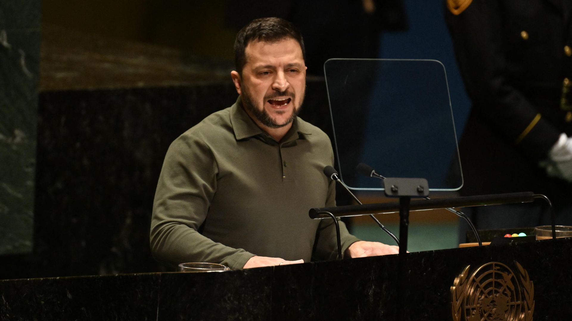 Президент Украины Владимир Зеленский во время выступления на Генеральной Ассамблее ООН. 19 сентября 2023 - РИА Новости, 1920, 20.09.2023