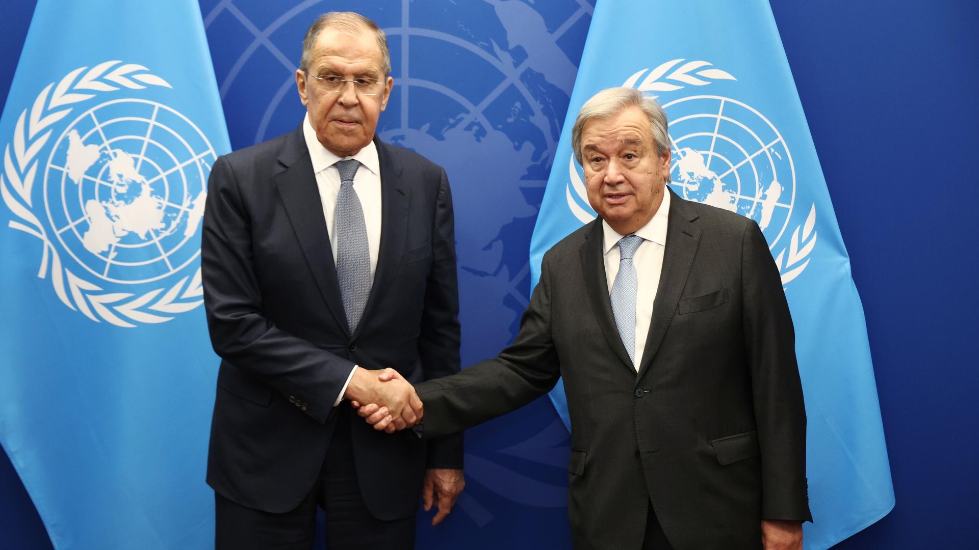 Министр иностранных дел РФ Сергей Лавров и генеральный секретарь Организации Объединенных Наций Антониу Гутерреш Министр иностранных дел РФ Сергей Лавров и генеральный секретарь Организации Объединенных Наций Антониу Гутерреш - РИА Новости, 1920, 26.09.2024