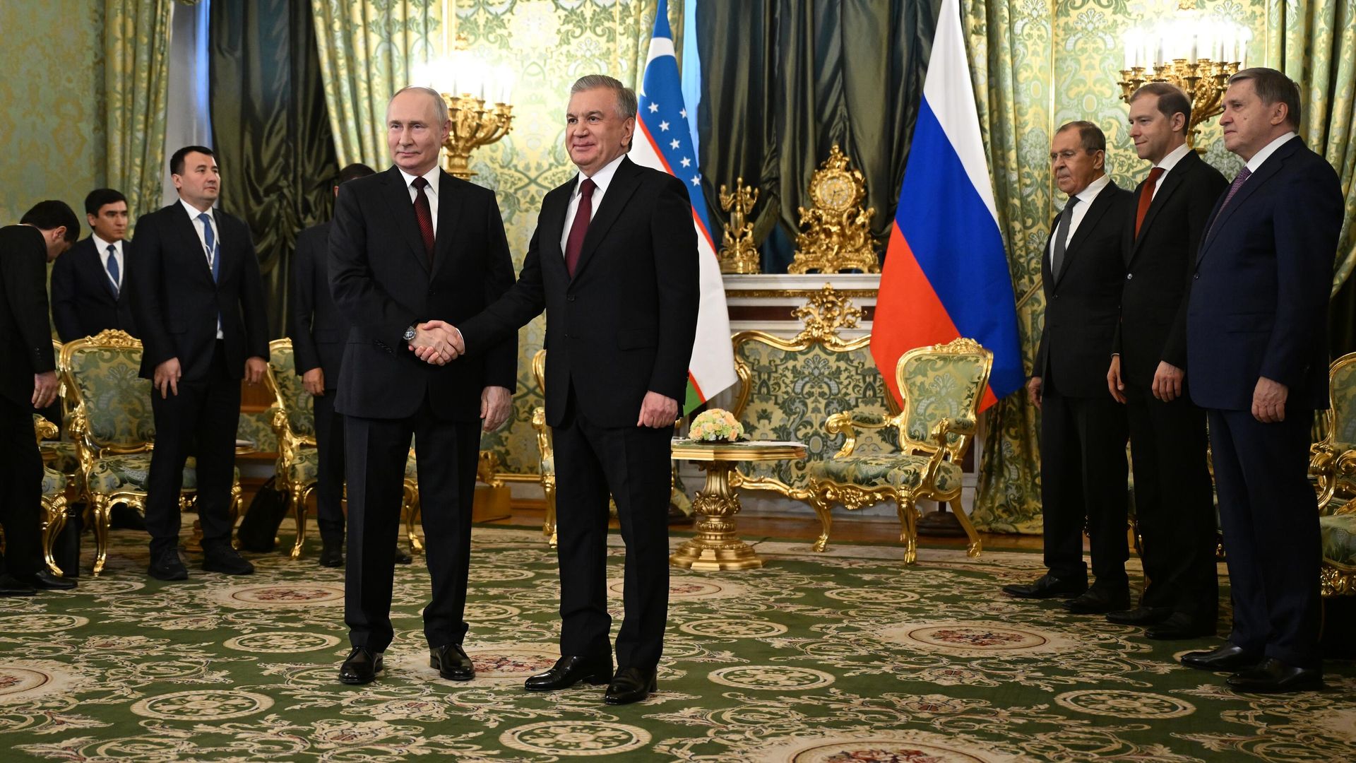 Владимир Путин и Шавкат Мирзиеев Владимир Путин и Шавкат Мирзиеев - РИА Новости, 1920, 06.10.2023