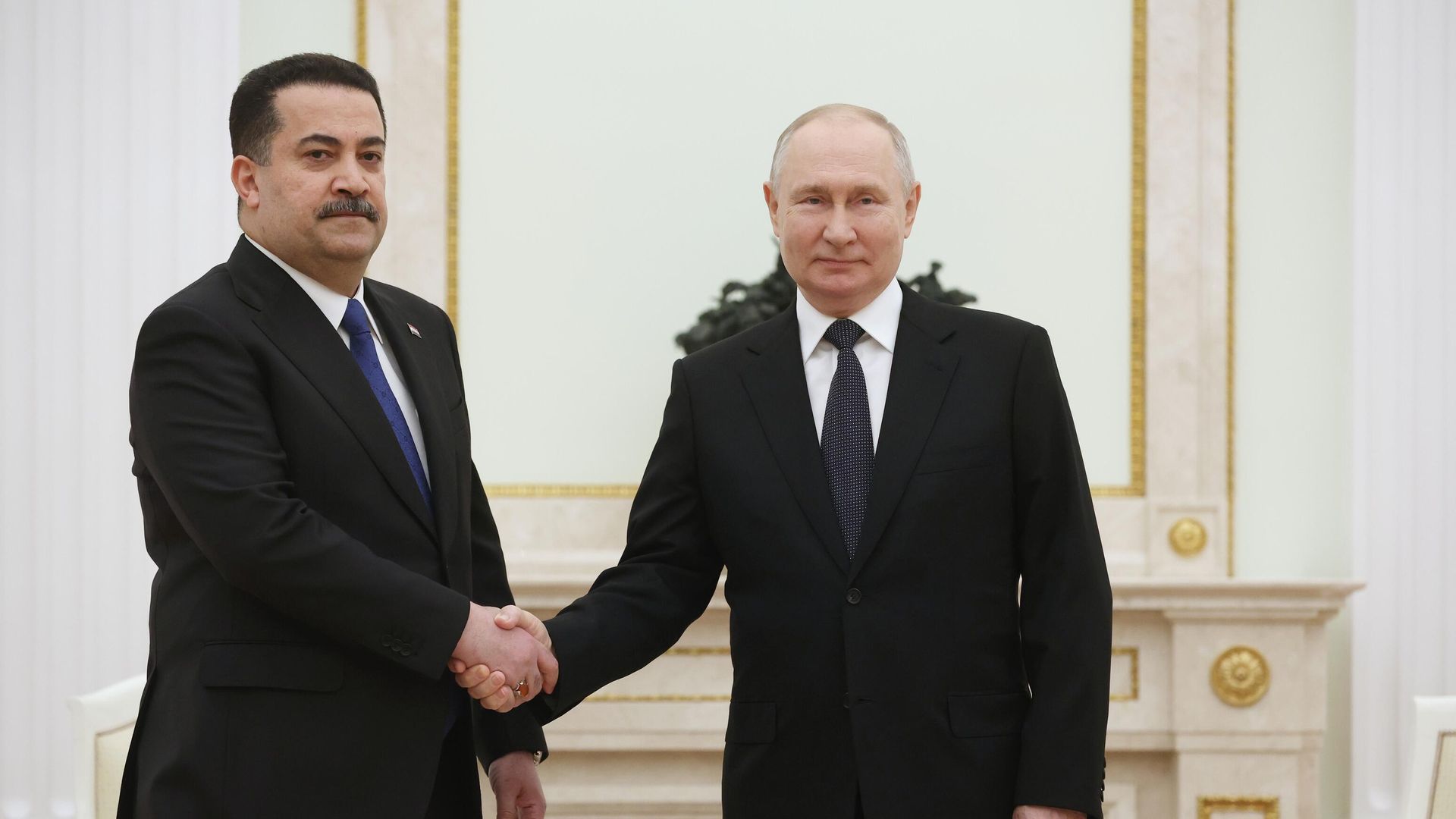 Президент РФ Владимир Путин и премьер-министр Ирака Мухаммед ас-Судани во время встречи в Москве - РИА Новости, 1920, 10.10.2023