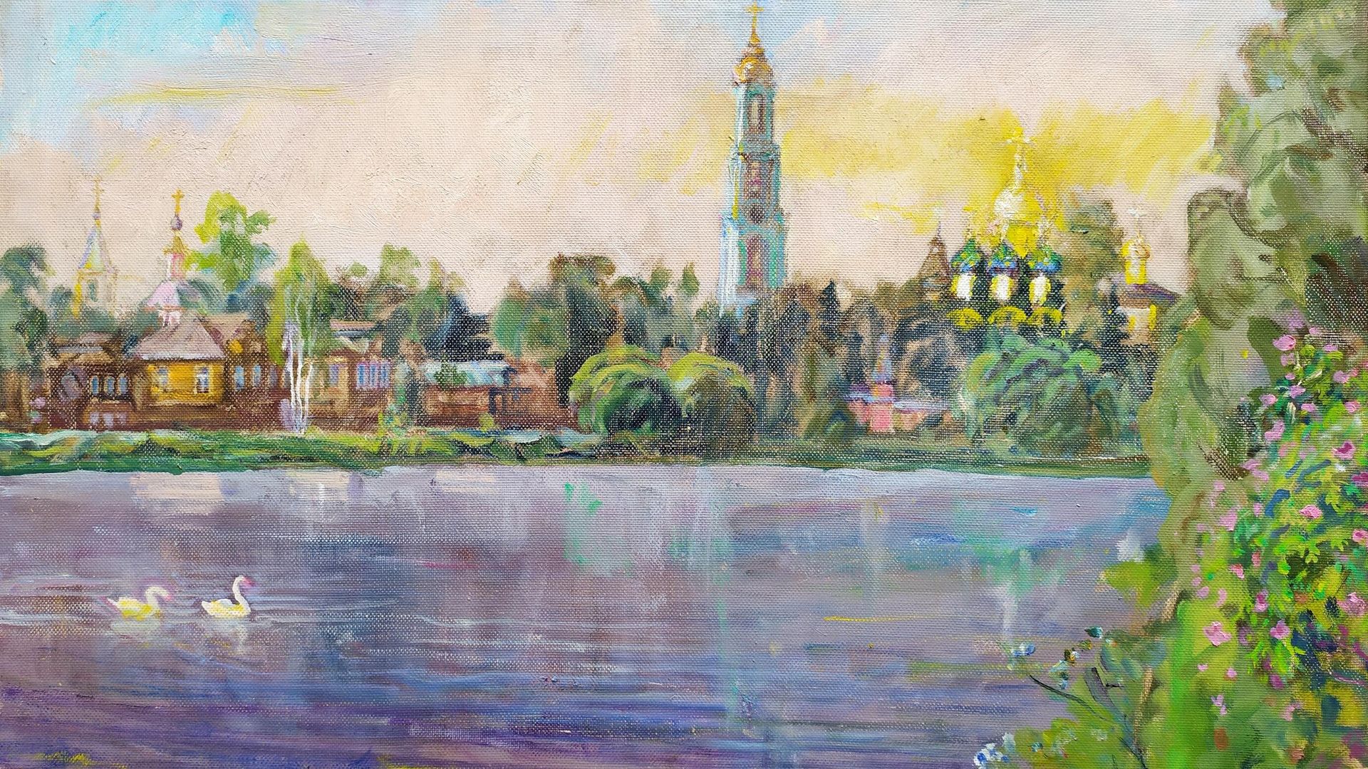 Картина Дмитрия Нечитайло Украшение монастырского пруда - Сергиев Посад Картина Дмитрия Нечитайло Украшение монастырского пруда - Сергиев Посад - РИА Новости, 1920, 14.10.2023