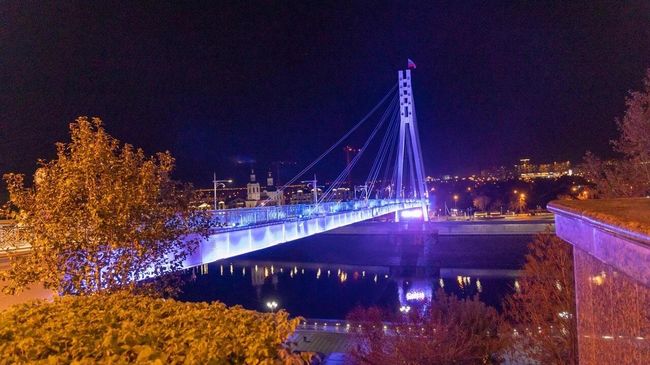 Тюмень, вид на мост Влюбленных Тюмень, вид на мост Влюбленных