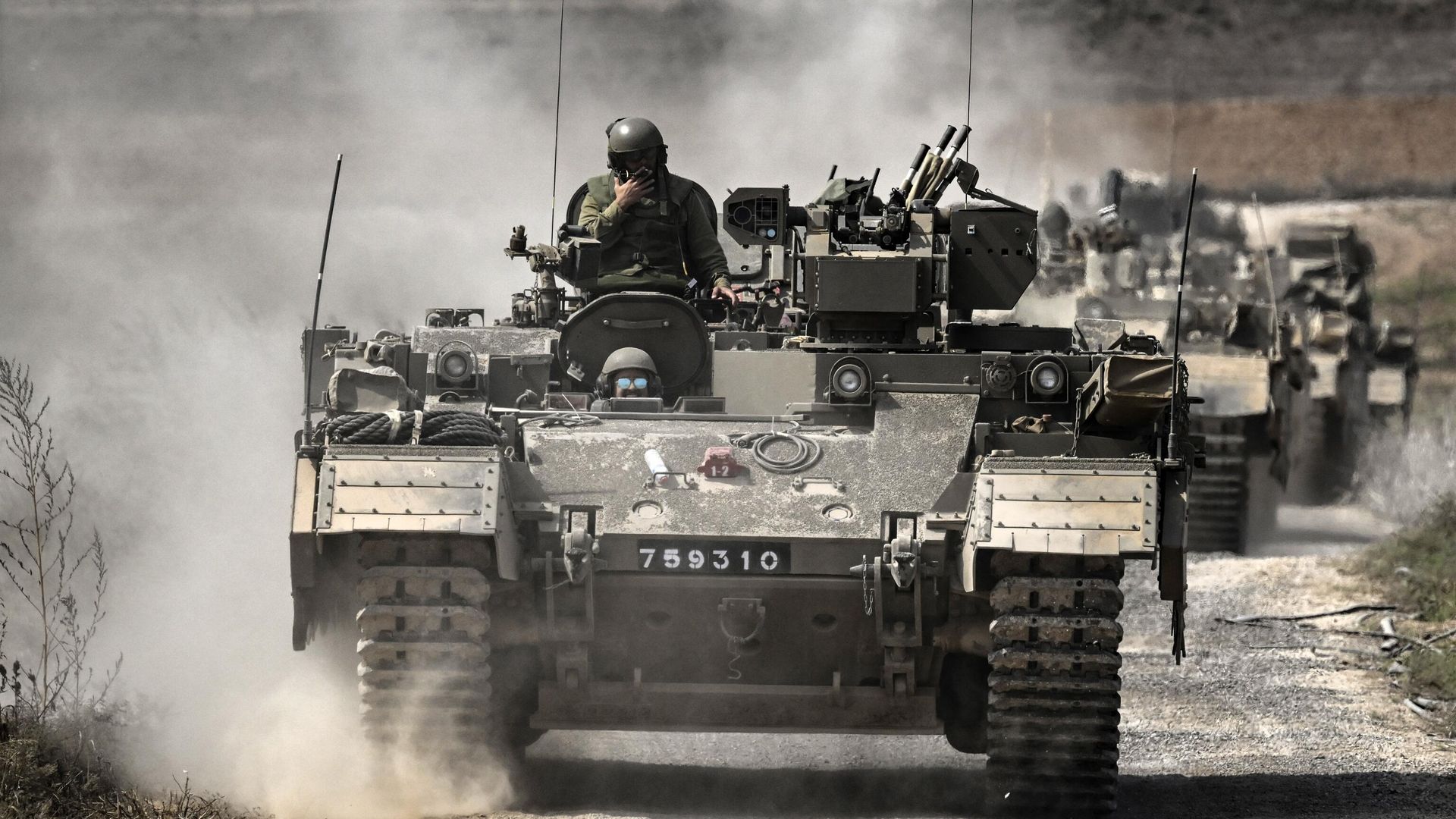 Колонна израильской военной техники в районе границы с сектором Газа Колонна израильской военной техники в районе границы с сектором Газа - РИА Новости, 1920, 23.10.2023