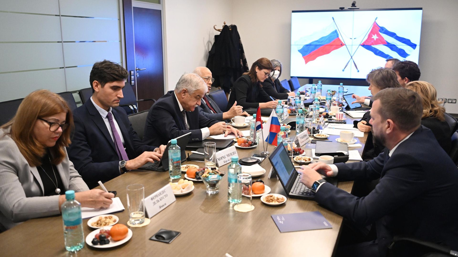 Генеральный директор АО Российский экспортный центр Вероника Никишина и заместитель председателя совета министров Кубы Рикардо Кабрисас Руис во время встречи в Москве Генеральный директор АО Российский экспортный центр Вероника Никишина и заместитель председателя совета министров Кубы Рикардо Кабрисас Руис во время встречи в Москве - РИА Новости, 1920, 30.10.2023