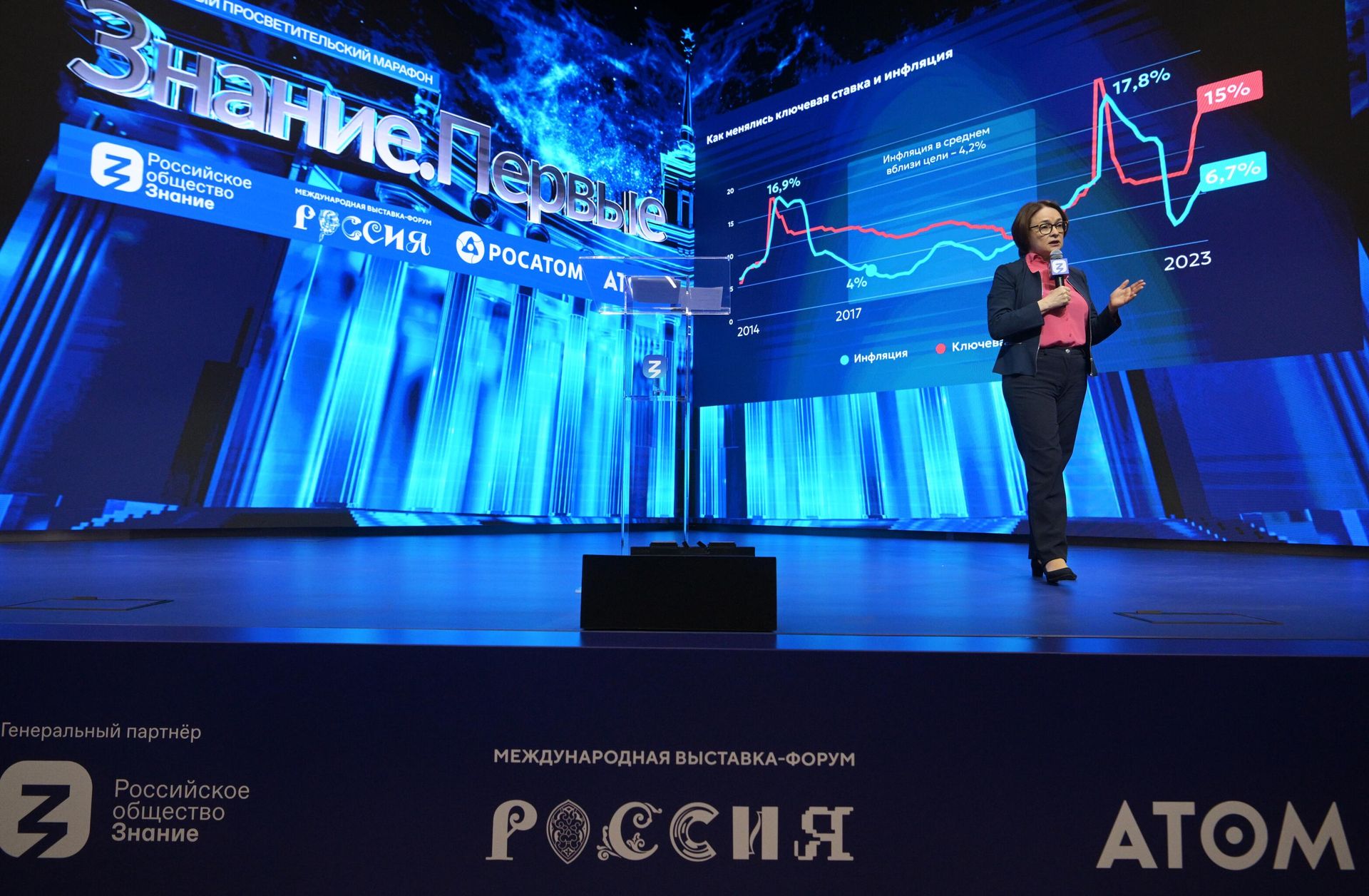 Председатель Центрального банка РФ Эльвира Набиуллина на Международной выставке-форуме Россия на ВДНХ Председатель Центрального банка РФ Эльвира Набиуллина на Международной выставке-форуме Россия на ВДНХ - РИА Новости, 1920, 07.12.2023