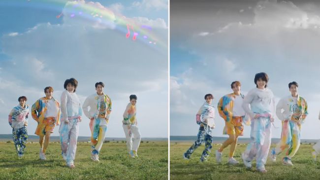 Кадры из видео южнокорейского бойз-бенда Seventeen на YouTube и канале ТНТ Music