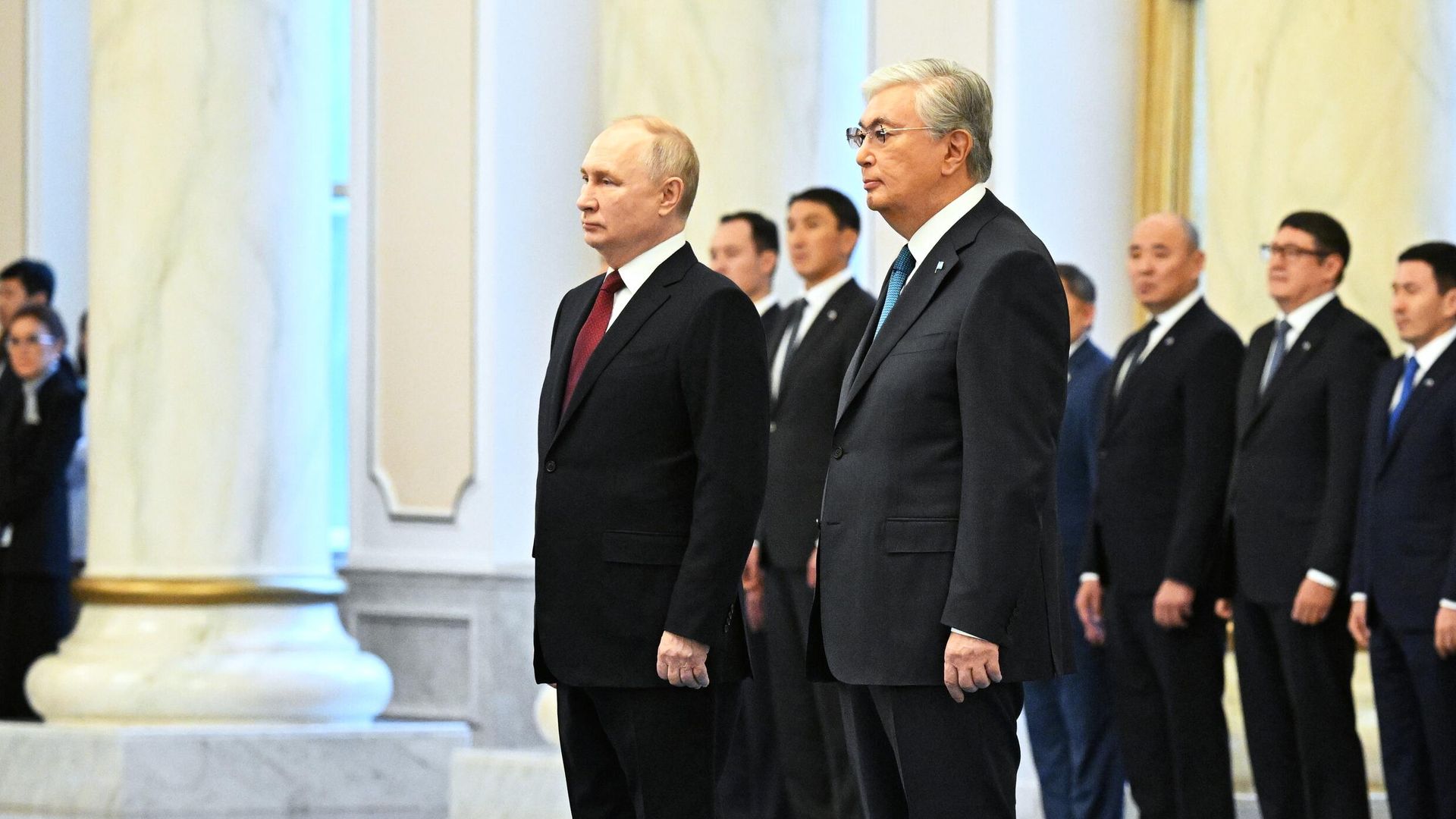 Президент РФ Владимир Путин и президент Республики Казахстан Касым-Жомарт Токаев во время встречи в резиденции президента Казахстана Акорда в Астане - РИА Новости, 1920, 09.11.2023