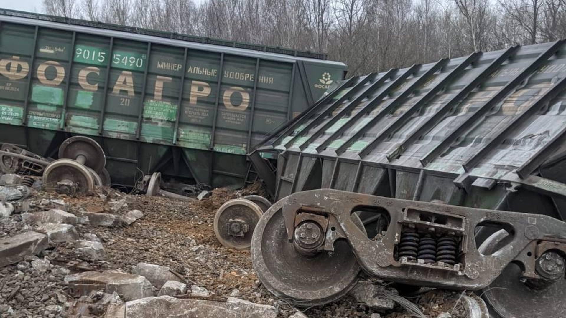 Сход вагонов на перегоне Рыбное- Блокпост 204 км Сход вагонов на перегоне Рыбное- Блокпост 204 км - РИА Новости, 1920, 23.01.2024