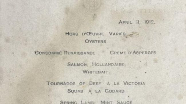 Меню с Титаника за 11 апреля 1912 года
