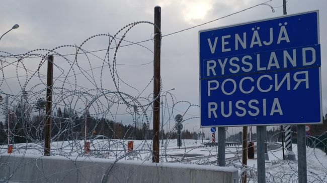 Заблокированный КПП на границе Финляндии с Россией