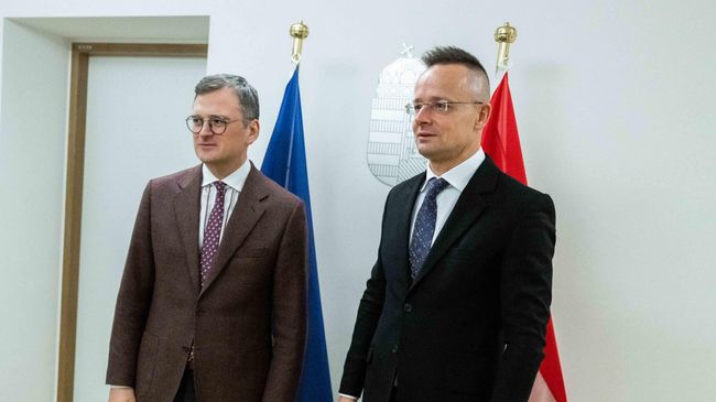 Главы МИД Венгрии и Украины Петер Сийярто и Дмитрий Кулеба