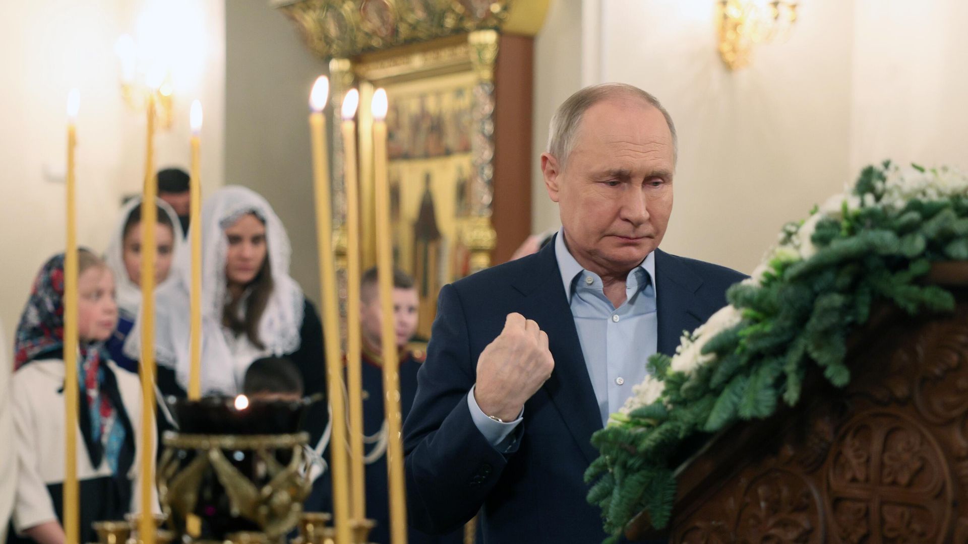 Президент РФ В. Путин посетил Рождественское богослужение Президент РФ В. Путин посетил Рождественское богослужение - РИА Новости, 1920, 09.01.2024