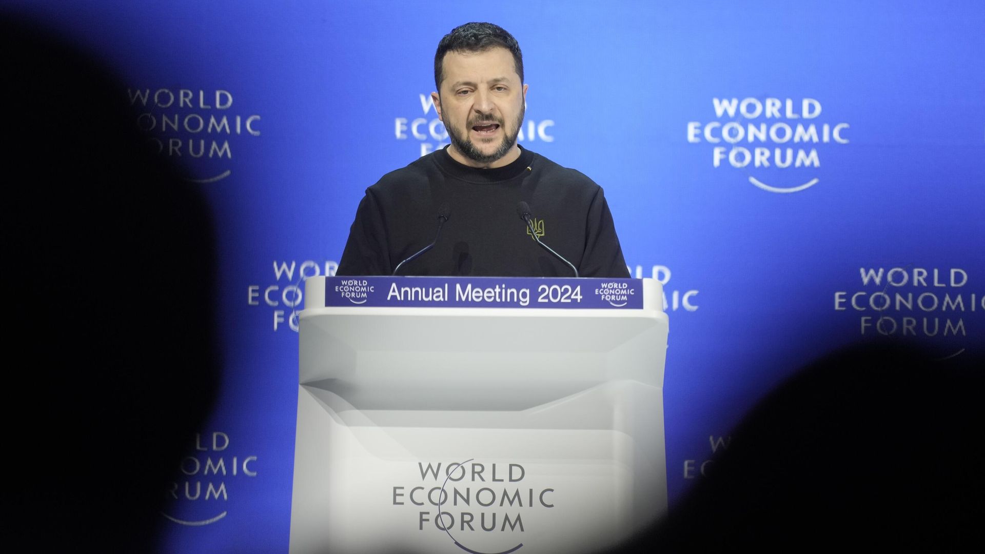Президент Украины Владимир Зеленский во время выступления на Всемирном экономическом форуме в Давосе Президент Украины Владимир Зеленский во время выступления на Всемирном экономическом форуме в Давосе - РИА Новости, 1920, 18.01.2024