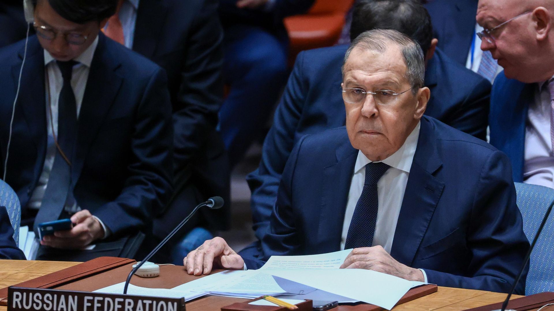 Министр иностранных дел РФ Сергей Лавров на заседании в Нью-Йорке Совета Безопасности Организации Объединенных Наций Министр иностранных дел РФ Сергей Лавров на заседании в Нью-Йорке Совета Безопасности Организации Объединенных Наций - РИА Новости, 1920, 24.01.2024