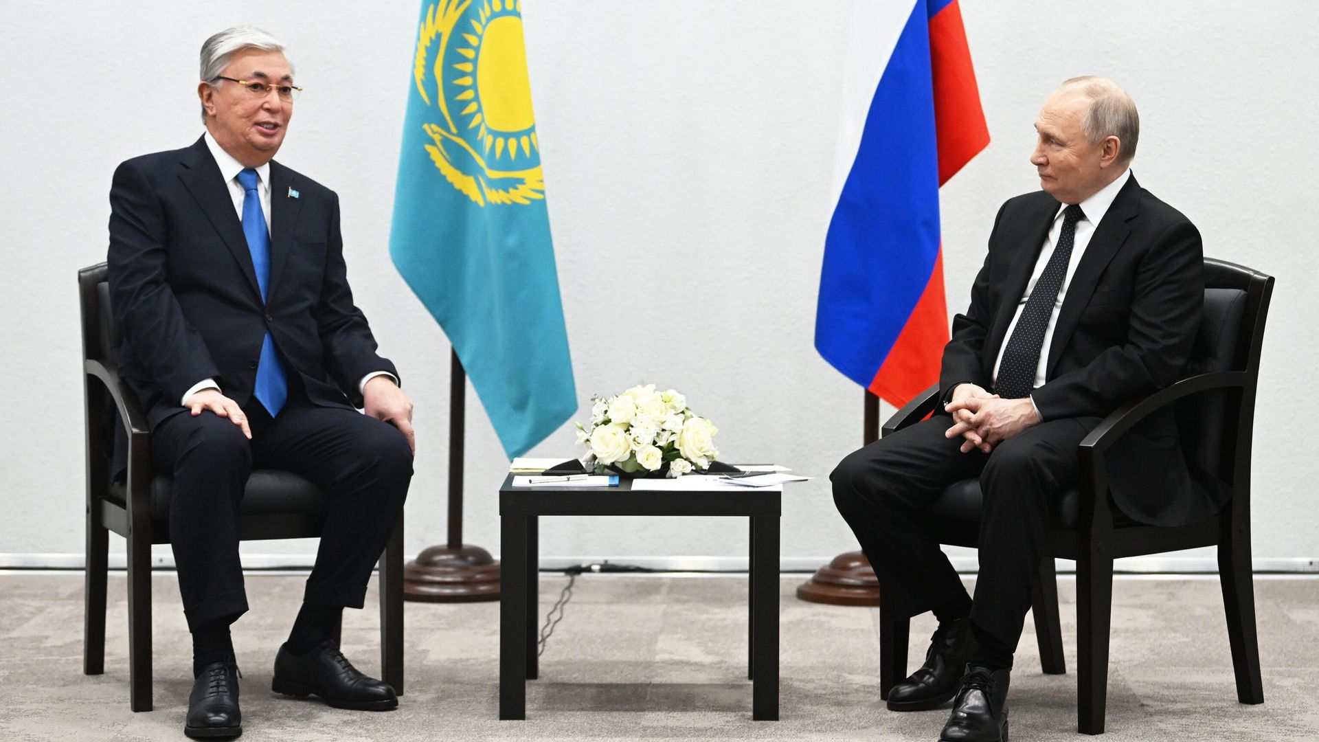 Президент РФ Владимир Путин и президент Республики Казахстан Касым-Жомарт Токаев Президент РФ Владимир Путин и президент Республики Казахстан Касым-Жомарт Токаев - РИА Новости, 1920, 17.05.2025