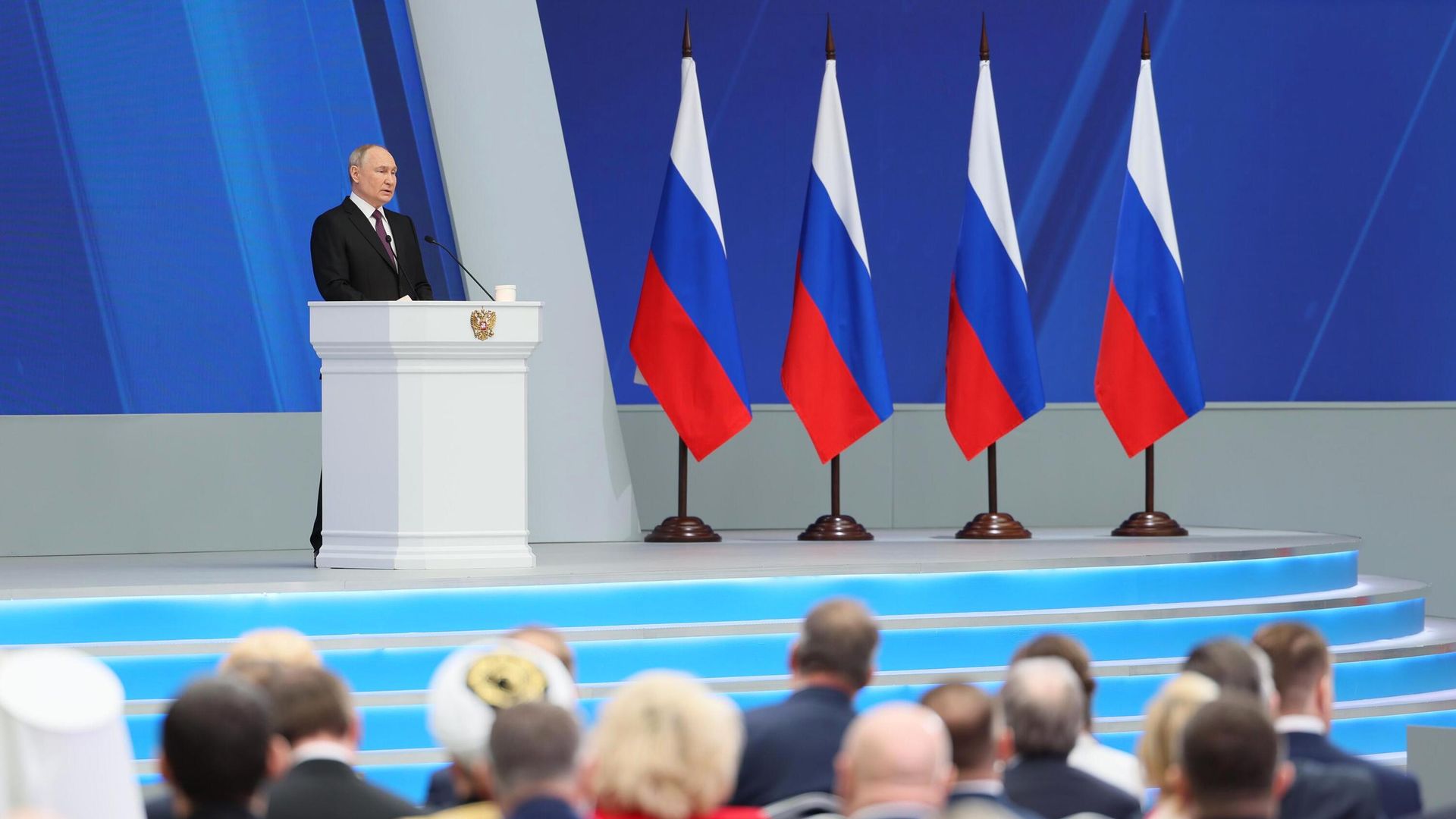 Президент РФ Владимир Путин выступает с ежегодным посланием Федеральному собранию Президент РФ Владимир Путин выступает с ежегодным посланием Федеральному собранию - РИА Новости, 1920, 29.02.2024