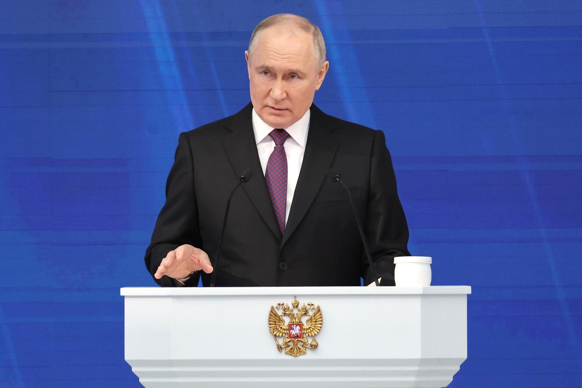 Президент РФ Владимир Путин выступает с посланием Федеральному cобранию Президент РФ Владимир Путин выступает с посланием Федеральному cобранию - РИА Новости, 1920, 29.02.2024