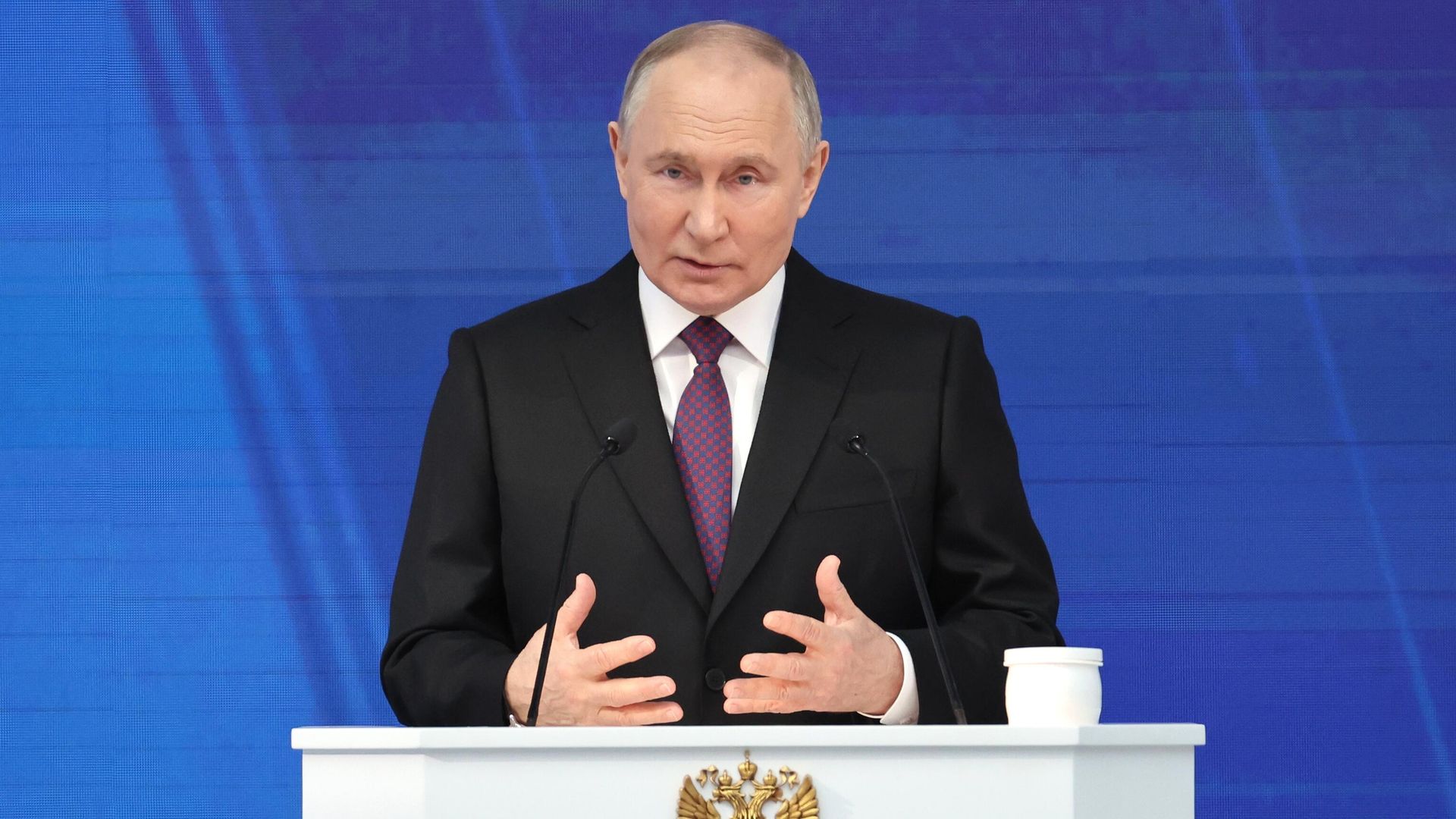 Президент РФ Владимир Путин обращается с посланием к Федеральному собранию Президент РФ Владимир Путин обращается с посланием к Федеральному собранию - РИА Новости, 1920, 01.03.2024