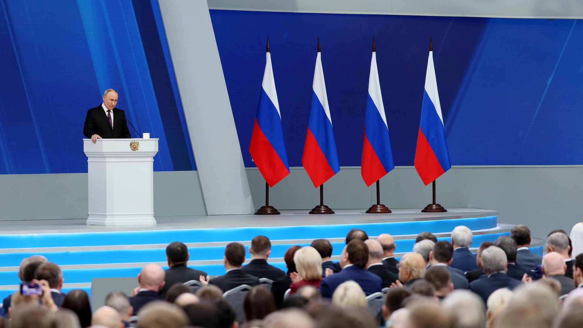Президент РФ Владимир Путин обращается с посланием к Федеральному собранию Президент РФ Владимир Путин обращается с посланием к Федеральному собранию - РИА Новости, 1920, 29.02.2024