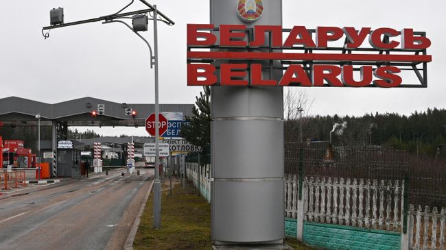 Вид на на контрольно-пропускной пункт на белорусско-литовской границе