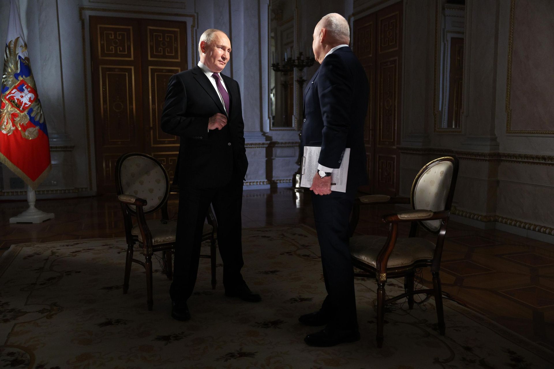 Президент РФ Владимир Путин во время интервью генеральному директору медиагруппы Россия сегодня Дмитрию Киселеву в Москве Президент РФ Владимир Путин во время интервью генеральному директору медиагруппы Россия сегодня Дмитрию Киселеву в Москве - РИА Новости, 1920, 13.03.2024