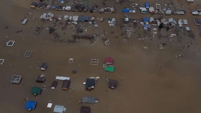 Вид на затопленный Орск Оренбургской области