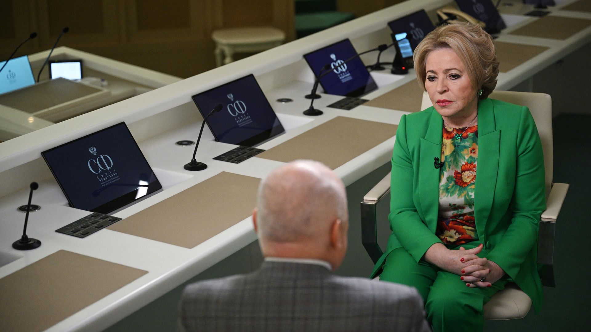 Председатель Совета Федерации РФ Валентина Матвиенко дает интервью генеральному директору медиагруппы Россия сегодня Дмитрию Киселеву в Москве Председатель Совета Федерации РФ Валентина Матвиенко дает интервью генеральному директору медиагруппы Россия сегодня Дмитрию Киселеву в Москве - РИА Новости, 1920, 23.04.2024