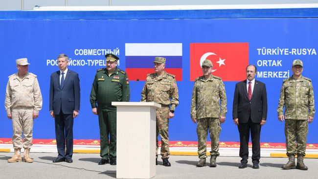 Церемония закрытия Совместного турецко-российского мониторингового центра в Агдамском районе