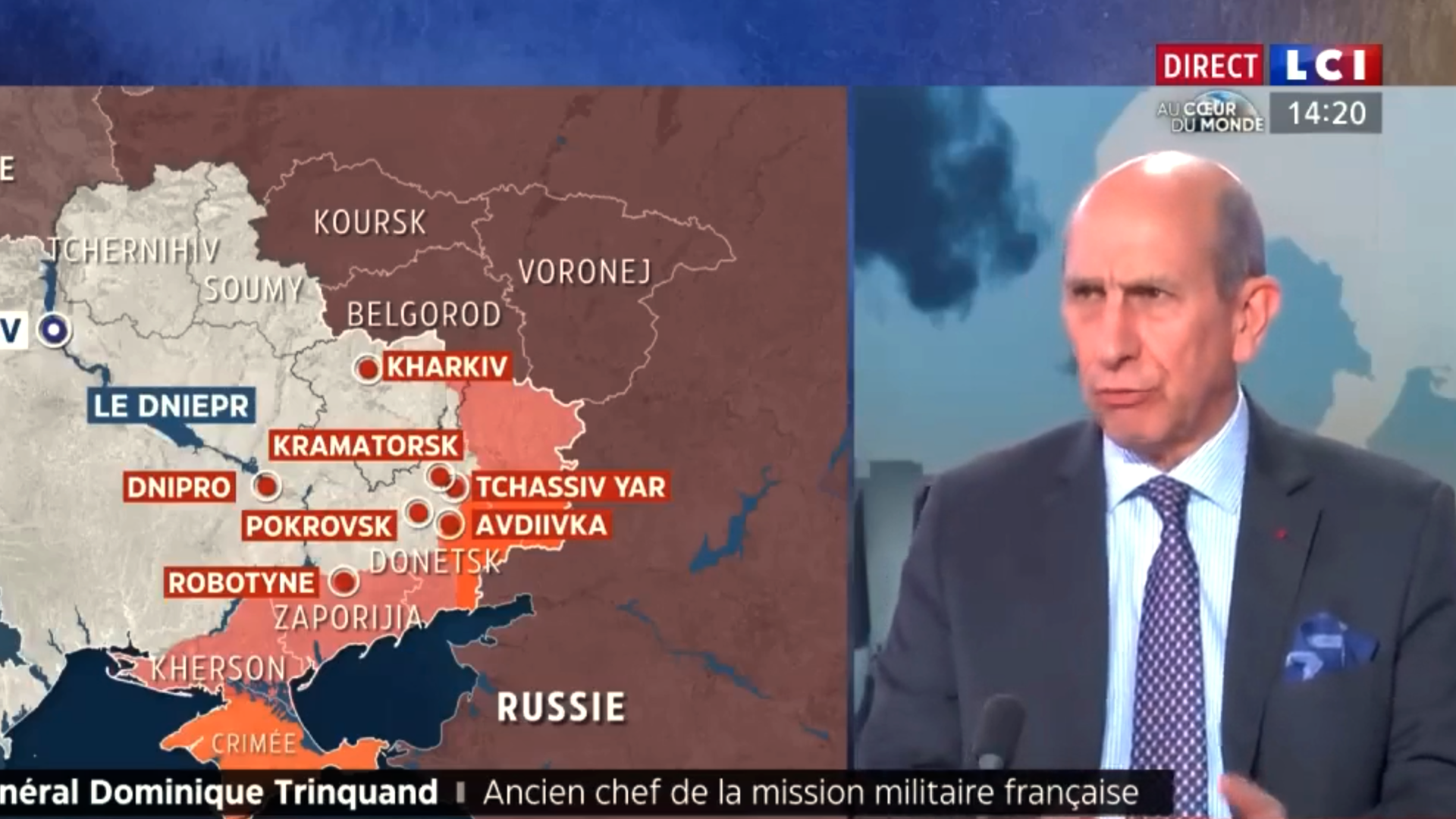 Французский генерал Доминик Тренкан в телеканала эфире LCI Французский генерал Доминик Тренкан в телеканала эфире LCI - РИА Новости, 1920, 27.04.2024