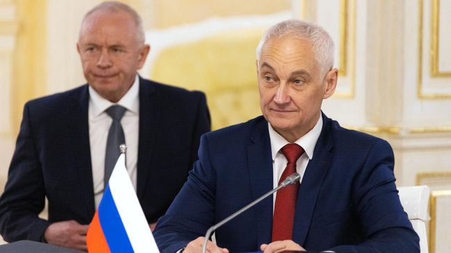 Министр обороны РФ Андрей Белоусов на заседании МО ОДКБ в Алматы