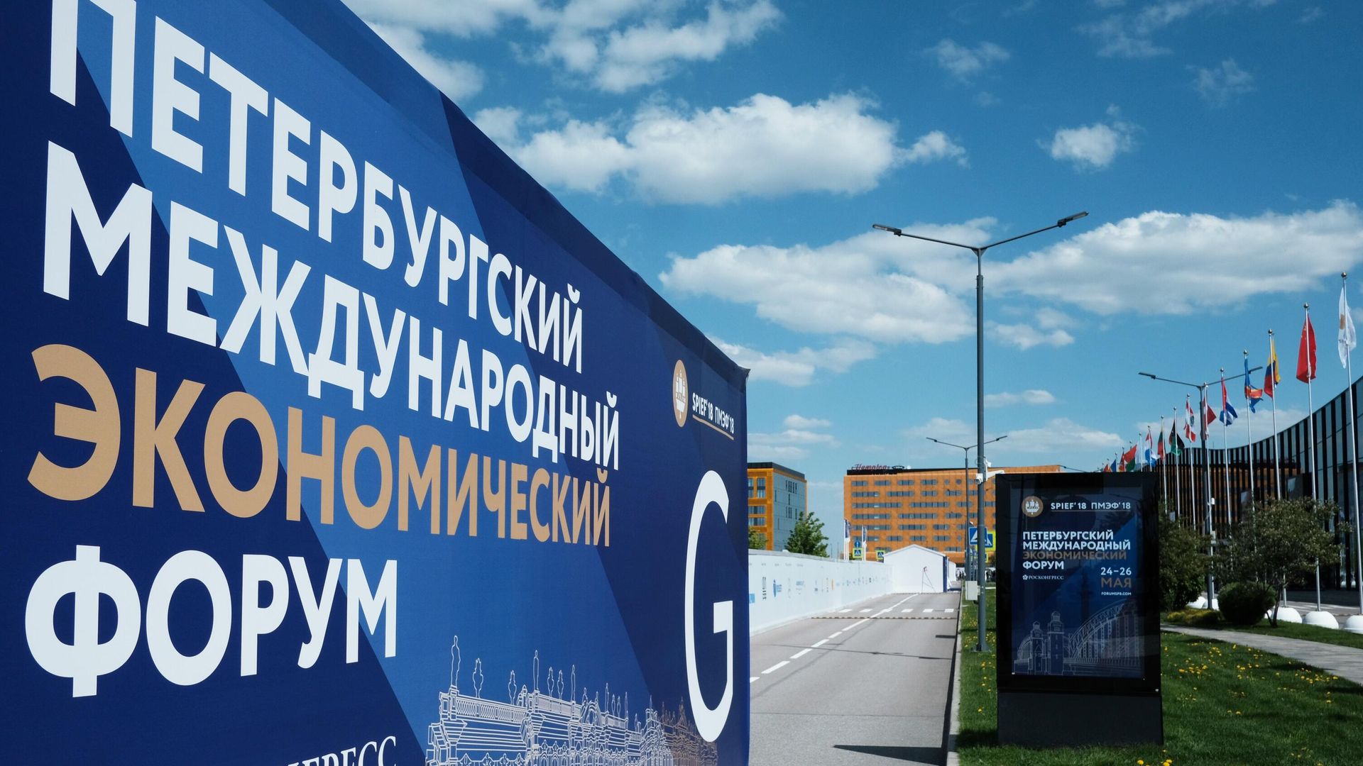 Баннер с символикой Петербургского международного экономического форума Баннер с символикой Петербургского международного экономического форума - РИА Новости, 1920, 05.06.2024