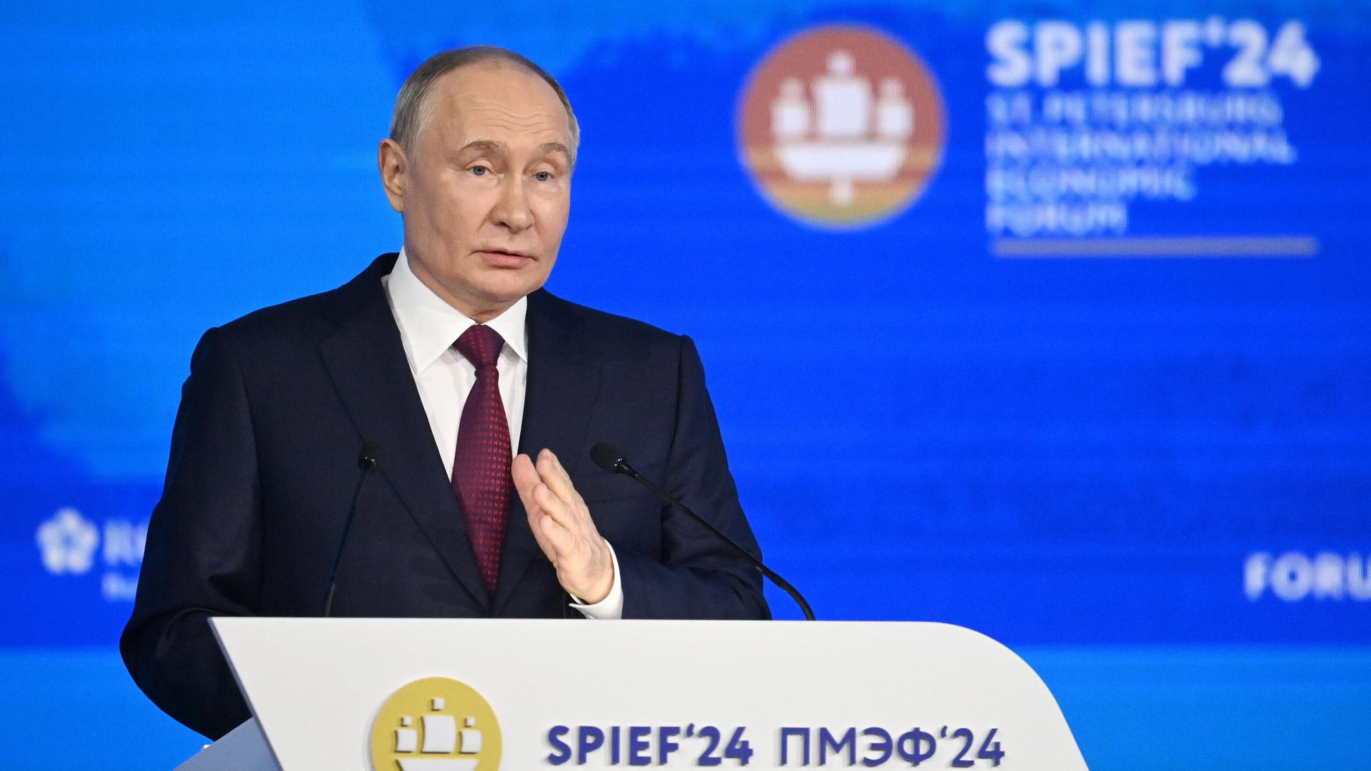 Президент России Владимир Путин выступает на пленарном заседании Петербургского международного экономического форума Президент России Владимир Путин выступает на пленарном заседании Петербургского международного экономического форума - РИА Новости, 1920, 07.06.2024