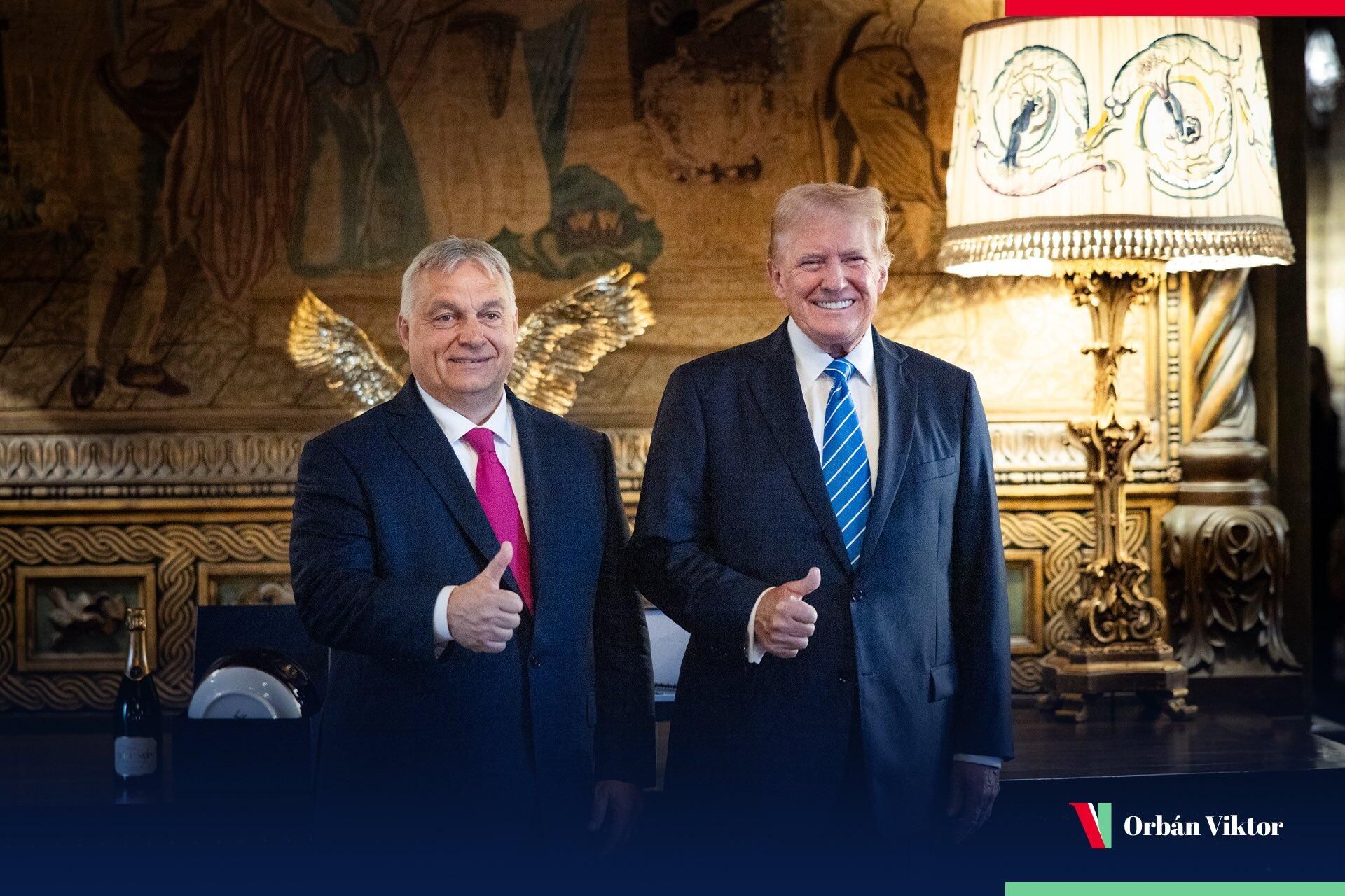 Виктор Орбан и Дональд Трамп во время встречи в поместье Мар-а-Лаго во Флориде - РИА Новости, 1920, 20.12.2024