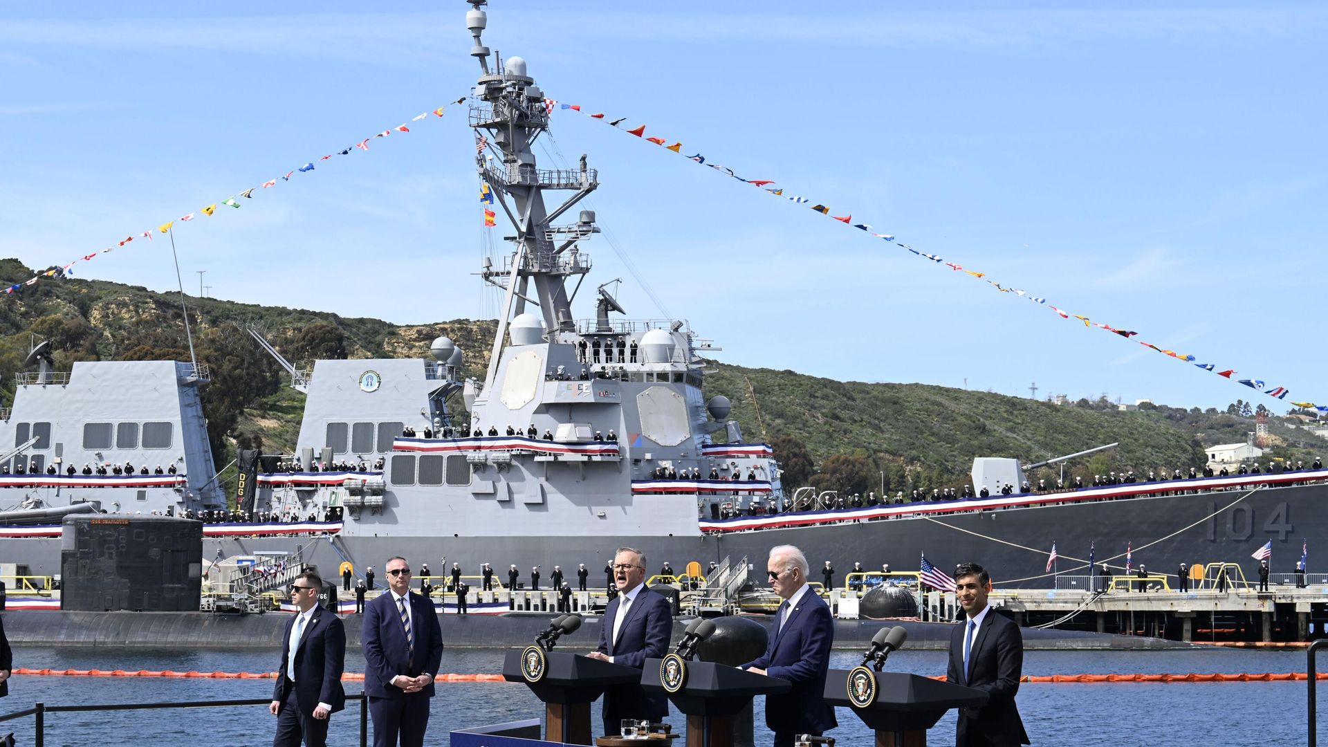 Встреча лидеров военного союза AUKUS на военно-морской базе Пойнт-Лома в Сан-Диего Встреча лидеров военного союза AUKUS на военно-морской базе Пойнт-Лома в Сан-Диего - РИА Новости, 1920, 16.07.2024