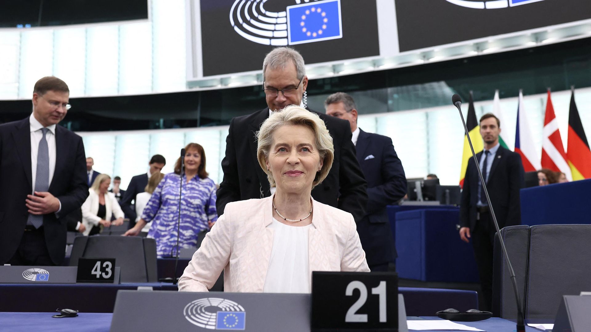 Урсула фон дер Ляйен во время заседания Европейского парламента в Страсбурге Урсула фон дер Ляйен во время заседания Европейского парламента в Страсбурге - РИА Новости, 1920, 18.07.2024