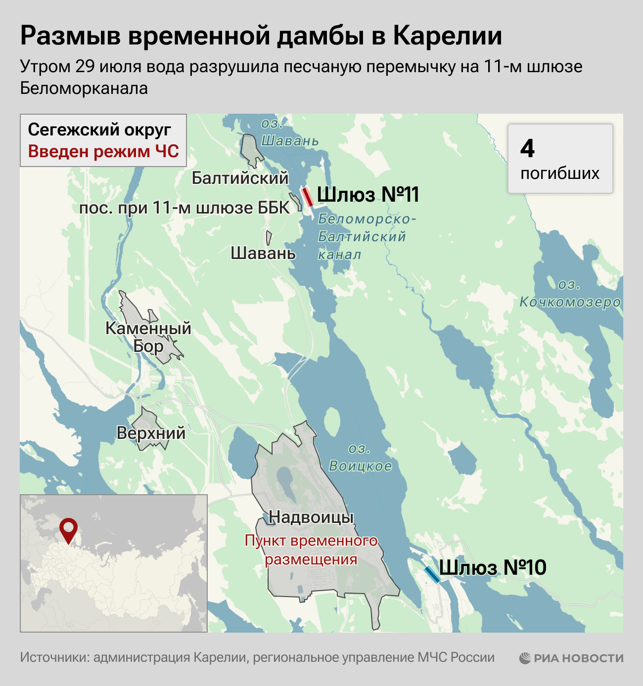 Размыв временной дамбы в Карелии Размыв временной дамбы в Карелии