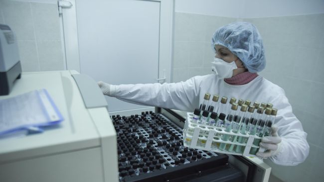Врач готовит образцы для тестирования