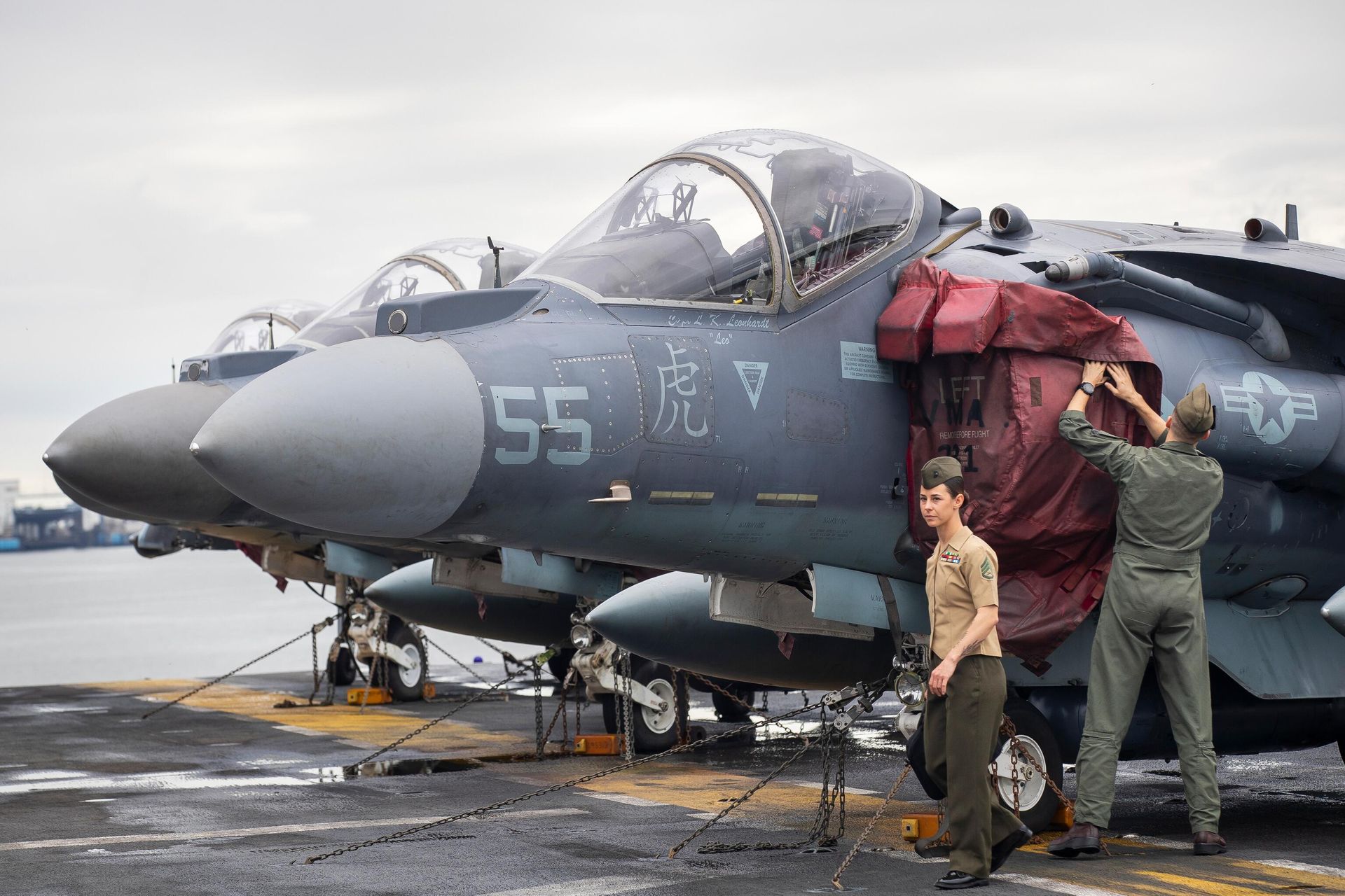 Самолеты Harrier на палубе авианосца USS Kearsarge ВМС США в морском порту Клайпеда - РИА Новости, 1920, 15.04.2026