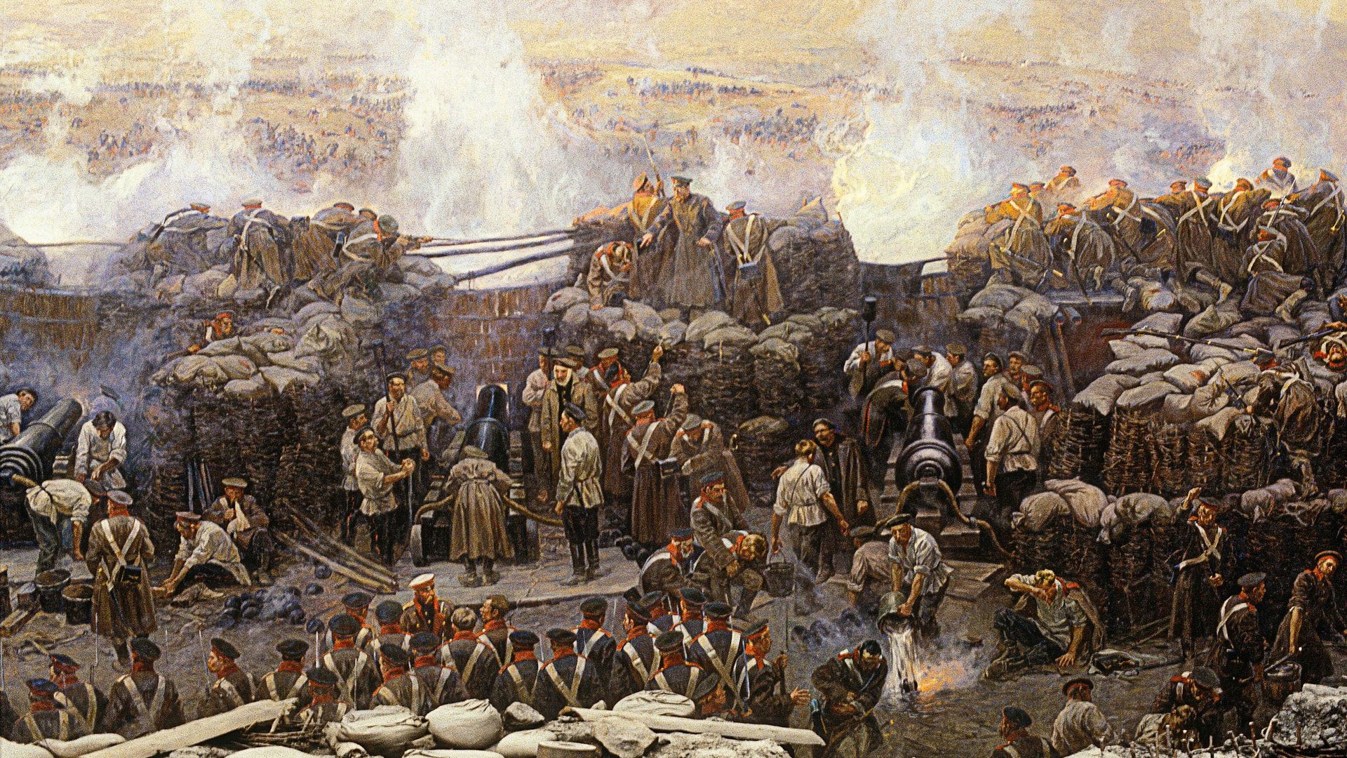 Один из фрагментов панорамы Оборона Севастополя 1854-1855 гг., художник Франц Рубо Один из фрагментов панорамы Оборона Севастополя 1854-1855 гг., художник Франц Рубо - РИА Новости, 1920, 25.09.2024