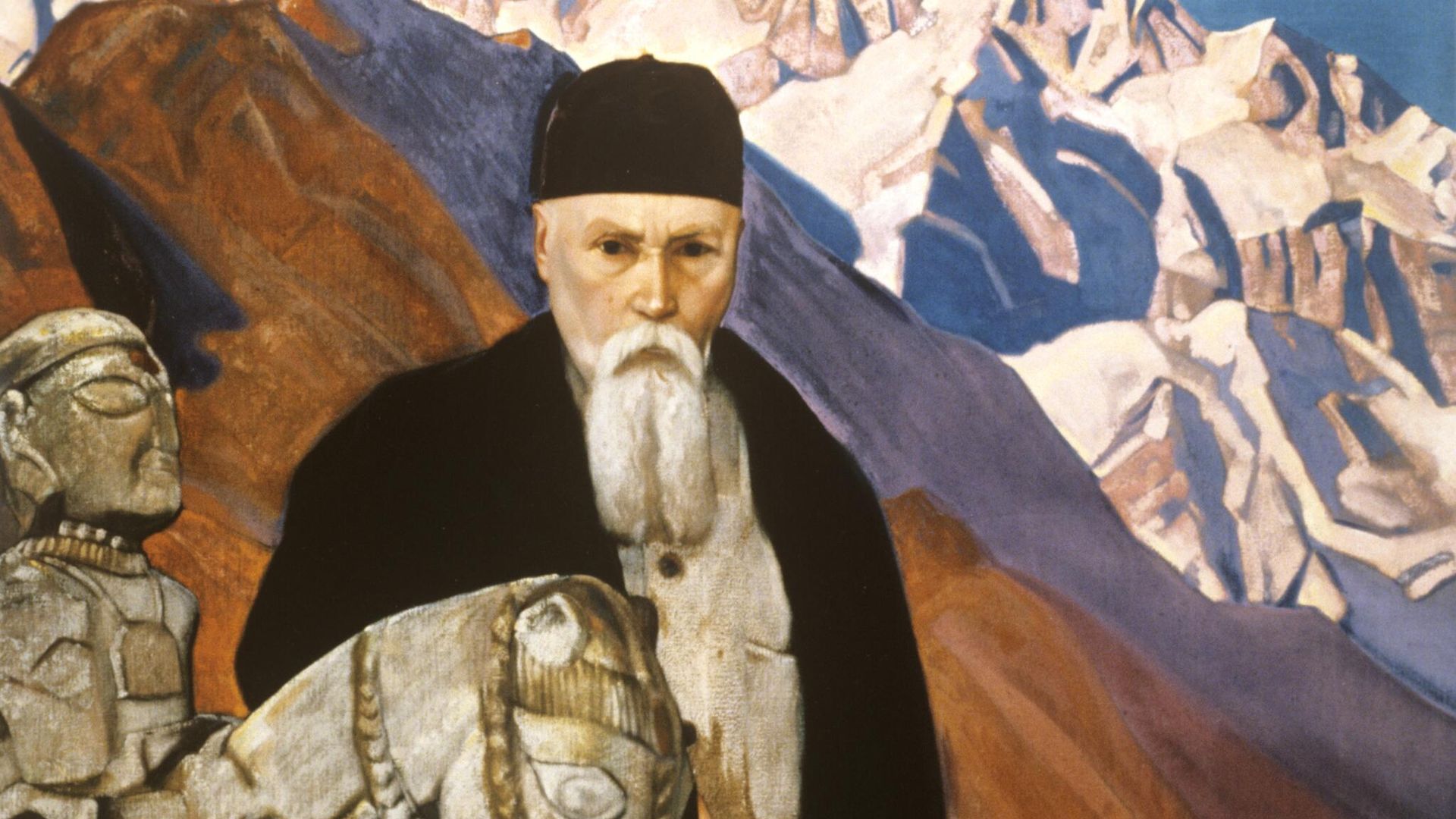 Репродукция картины Николай Рерих у статуи Гуга Чохана художника Святослава Рериха. Холст, масло. 1937 год Репродукция картины Николай Рерих у статуи Гуга Чохана художника Святослава Рериха. Холст, масло. 1937 год - РИА Новости, 1920, 09.10.2024