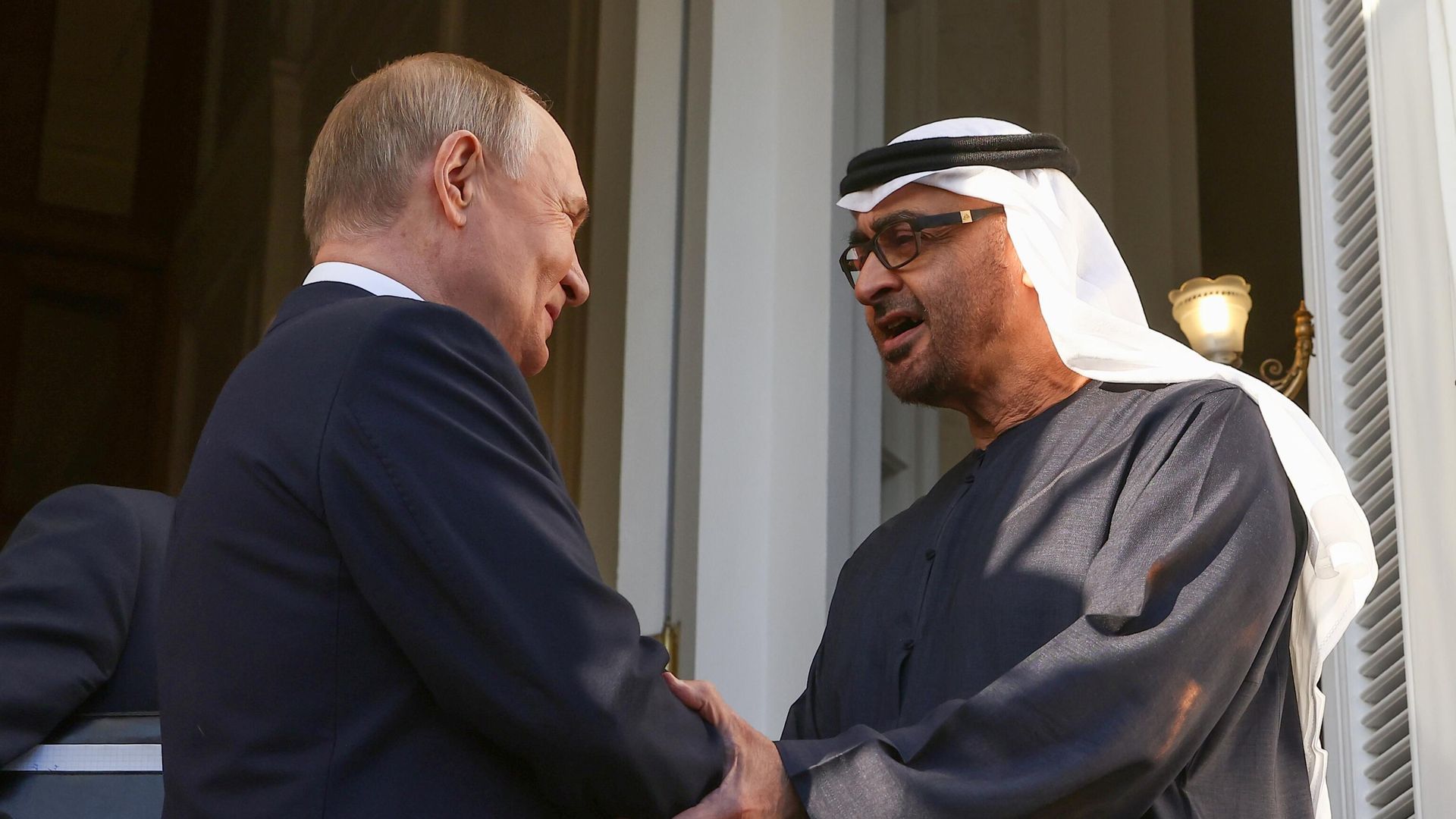 Президент РФ Владимир Путин и президент ОАЭ Мухаммед Бен Заид Аль Нахайян Президент РФ Владимир Путин и президент ОАЭ Мухаммед Бен Заид Аль Нахайян - РИА Новости, 1920, 24.03.2025