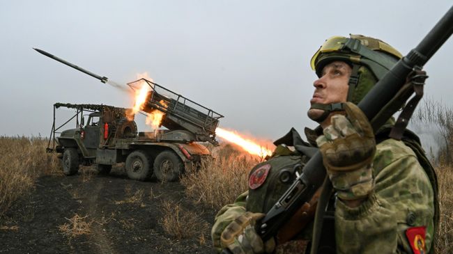 Боевая работа РСЗО Град ВС РФ