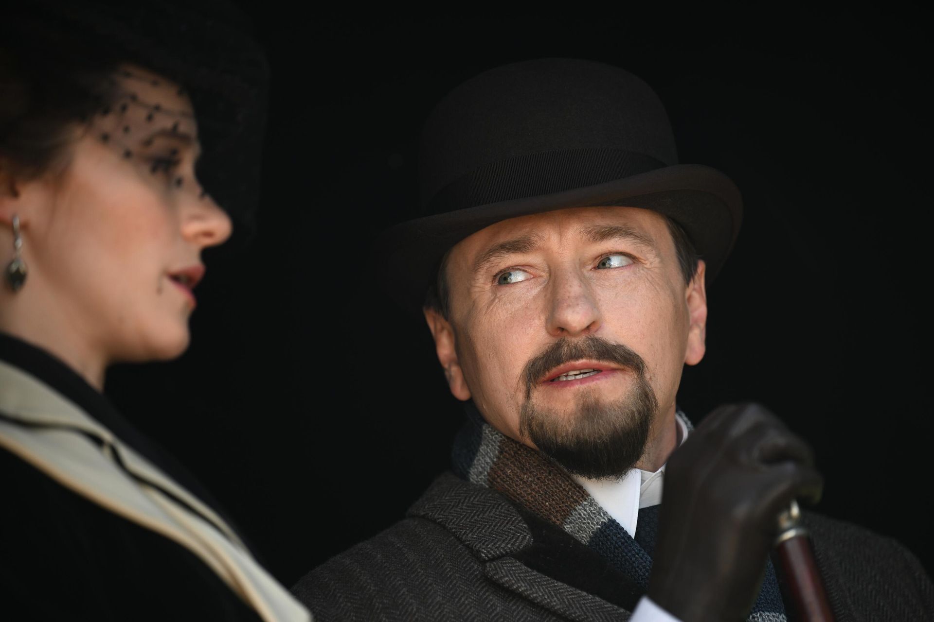 Актеры Ольга Лерман и Сергей Безруков на съемочной площадке сериала Плевако - РИА Новости, 1920, 13.09.2025