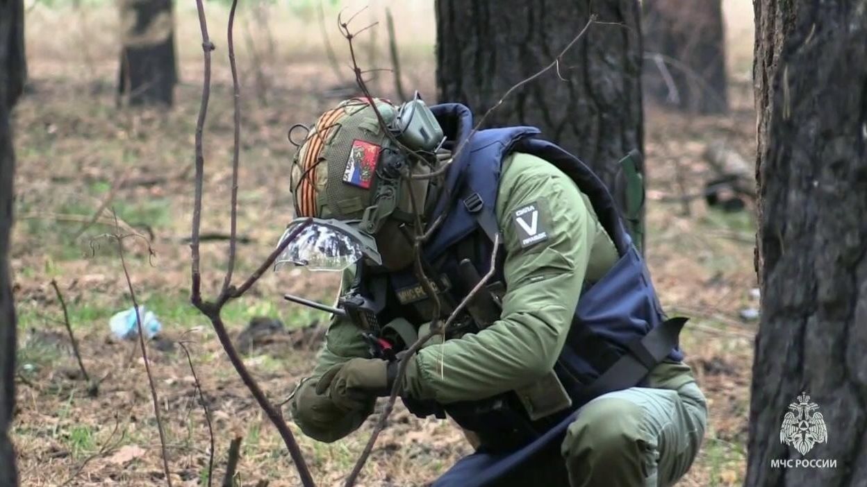 Пиротехники МЧС России обезвредили суббоеприпасы в Курской области Пиротехники МЧС России обезвредили суббоеприпасы в Курской области - РИА Новости, 1920, 24.11.2024