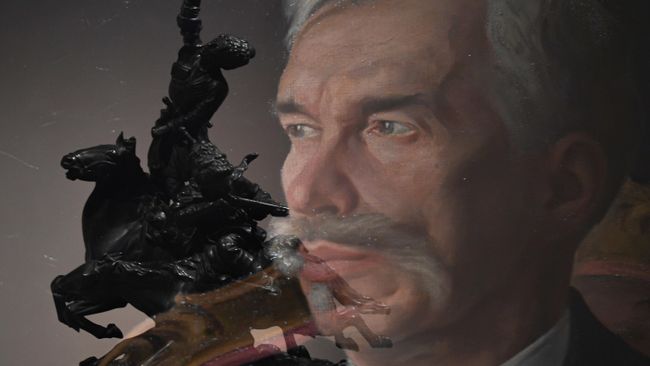 Картина Дмитрия Мельникова Портрет Сергея Ивановича Щукина (справа) на выставке Неизвестный Щукин. Не только новое искусство Картина Дмитрия Мельникова Портрет Сергея Ивановича Щукина (справа) на выставке Неизвестный Щукин. Не только новое искусство