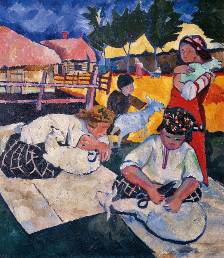 Гончарова Наталия Сергеевна Стрижка овец, 1908-1909 годы. Серпуховский историко-художественный музей Гончарова Наталия Сергеевна Стрижка овец, 1908-1909 годы. Серпуховский историко-художественный музей